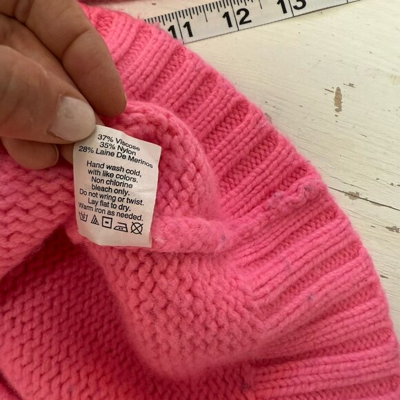 J CREW Fisherman Sweater S Wool Blend Bubblegum Pink Thick Knit Crew Neck - Picture 12 of 12